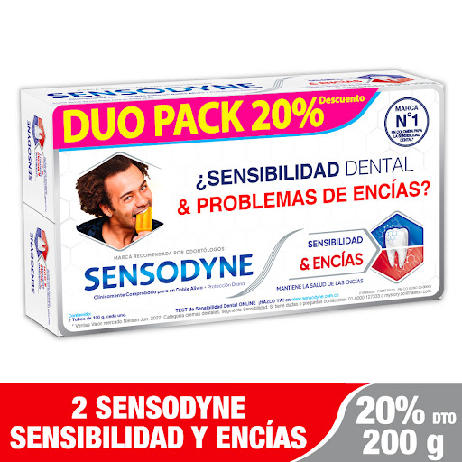 Oferta Crema Dental Sensodyne Sensibilidad Encías Pack x 2 und x 100 g 