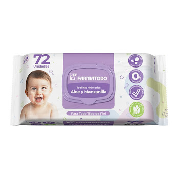 Toallitas Húmedas Farmatodo Bebé Aloe y Manzanilla Orgánicas Paquete x 72 und  