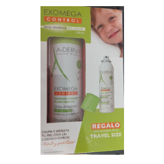 Spray A-Derma Emoliente Exomega Control 200 ml + Spray A-Derma Emoliente Exomega 50 ml Caja x 2 und