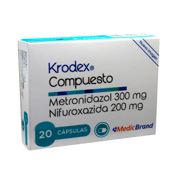 Krodex Compuesto Metronidazol + Nifuroxazida 300mg/200mg Medicbrand Caja x 20 Cápsulas  