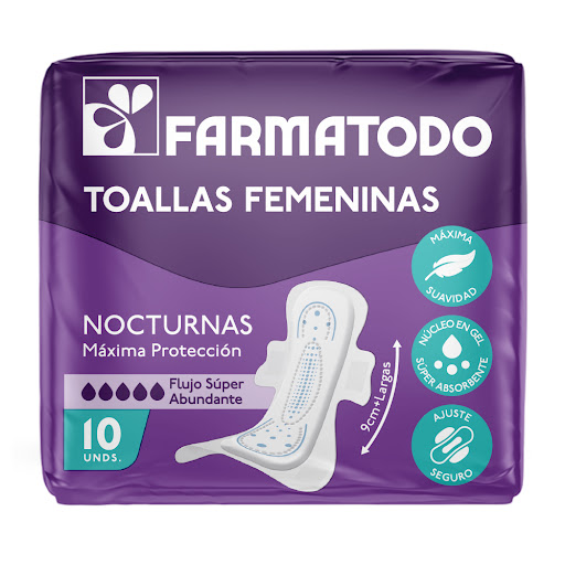 Toallas Higiénicas Farmatodo Nocturna x 10 und