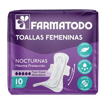 Toallas Higiénicas Farmatodo Nocturna x 10 und  