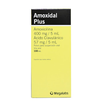 Amoxidal Plus Amoxicilina + Ácido Clavulánico 400mg/57mg Megalabs Polvo x 100 ml  