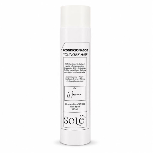 ACONDICIONADOR VEGANO HIDRATANTE Y ANTIFRIZZ CON ÁCIDO HIALURÓNICO, ARGÁN Y BIOTINA 330 g SOLE PARIS  FRASCO x 1 