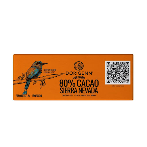 BARRA DE CHOCOLATE DORIGENN 80% SIERRA NEVADA 12 GRM x 20 und D-ORIGENN CAJA x 20 Chocolate Premium en diferentes % de cacao que te otorgan una gran variedad de notas, sabores y aromas distintivos de cada región