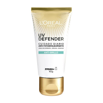 Protector Solar Loreal París UV Defender Antibrillo Sin Color FPS 50 x 40 ml  