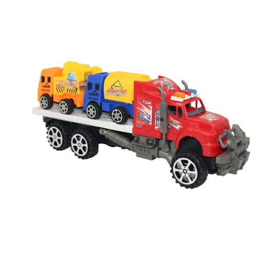 Tractomula Con Camiones Racing Caja Plasticos Asociados  x 1 Es un juguete dinámico y resistente, fabricado en plástico de alta calidad. Incluye una tractomula con diseño detallado y varios camiones estilo racing, ideales para transportar y organizar. Su presen