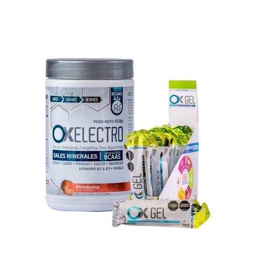 Combo Energía Hidratante Ox Electro Sandia Limón + Ox Gel Limón con Cafeina Ox Sports Nutrition Envase plástico x 2 Hidratante Ox Electro

- Más resistencia, menos fatiga: Con el equilibrio de electrolitos que tu cuerpo necesita
- Energía constante y estable: 30 g de carbohidratos de liberación rápida
- Cuidado mus