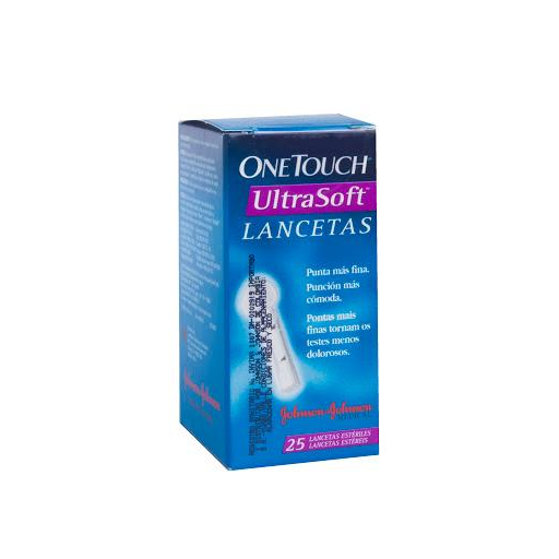 Lancetas One Touch Ultrasoft Punta Fina Más Cómoda x 25 und