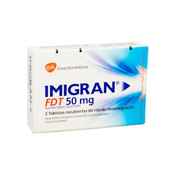 Imigran FDT Sumatriptan Succinato 50 mg Gsk Caja x 2 Tabletas  