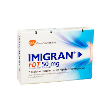 Imigran FDT Sumatriptan Succinato 50 mg Gsk Caja x 2 Tabletas  