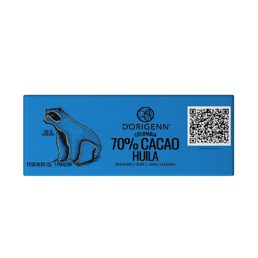 BARRA DE CHOCOLATE DORIGENN 70% HUILA 12 GRM x 20 und D-ORIGENN CAJA x 20 Chocolate Premium en diferentes % de cacao que te otorgan una gran variedad de notas, sabores y aromas distintivos de cada región