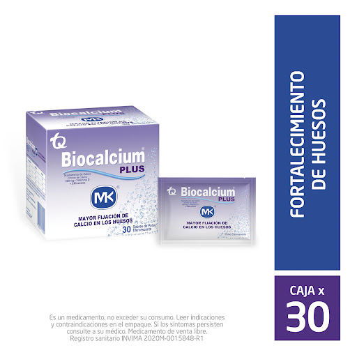 Biocalcium Plus Calcio + Vitamina D3 + Minerales 600 mg MK Caja x 30 Sobres