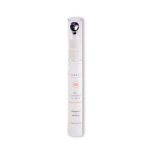 Gel Contorno De Ojos x 15 ml Dermanat 15 ml x 1 Gel Contorno de Ojos. Una poderosa mezcla de Vitamina C encapsulada y Péptidos, todo lo que necesitas para una mirada más firme y brillante. Su formula también incluye cafeína, que ayuda a desinflamar