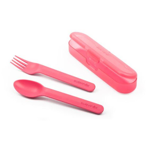 Suavinex Set de cuchara y tenedor Booo Rosa Suavinex Caja x 3  