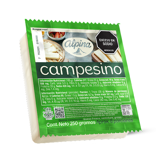 Queso Alpina Campesino Fresco Semiduro Graso x 250 gr