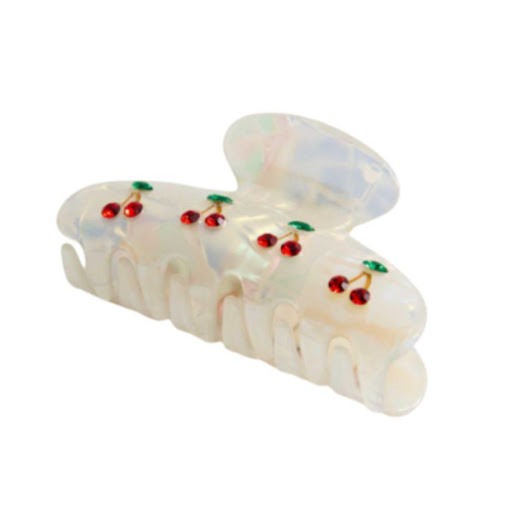 Gancho Pinza para Cabello Cerezas Perlado NEON X 1 Und NEON 1 und x 1 Clip perlado con diseño de cerezas, ideal para darle un toque delicado y moderno a cualquier peinado. Marca NEON.