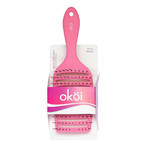 Cepillo Para Cabello Semicurvo Rosado Okoi x 1 und