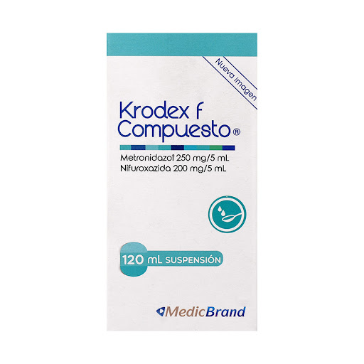 Krodex F Compuesto Metronidazol + Nifuroxazida 250mg/200mg Medicbrand Frasco x 120 ml