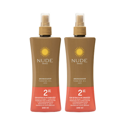 Oferta Bronceador NUDE Tanning Oil Coco SPF FPS 2 x120Ml Pr.Esp.x2Und  