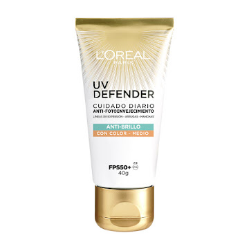 Protector Solar Loreal París UV Defender Antibrillo Con Color FPS 50 x 40 ml  