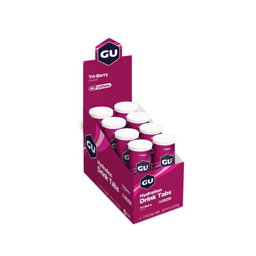 Discos Hidratantes. Sabor Frutos Rojos sin cafeína. Caja x 8 tubos GU Caja x 8 tubos (Tubo x 12 pastillas) x 8 Discos Hidratantes:

Sabor:  Frutos Rojos sin cafeína

Características:

Energía:  Endulzado con Stevia

Calorías x disco: 10

Sodio x disco:  320 mg

Potasio: 55 mg

Cafeína:  No