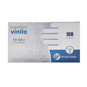 Guante Vinilo Inverfarma Examen Transparente Talla S 61/2 x 100 und  