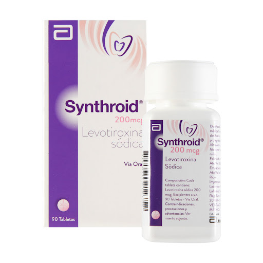 Synthroid Levotiroxina Sódica 200 Abbott mcg Caja x 90 Tabletas