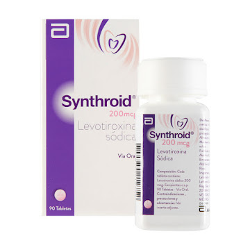 Synthroid Levotiroxina Sódica 200 Abbott mcg Caja x 90 Tabletas  