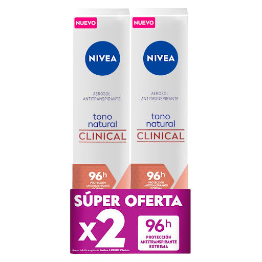 Desodorante Nivea Clinical Tono Natural Spray Oferta x 2 und