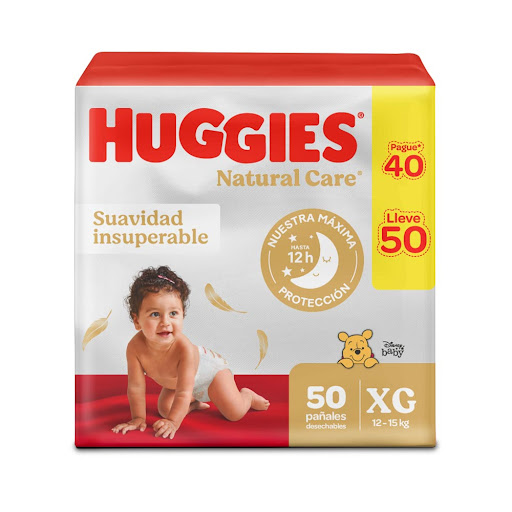 Pañal Huggies Natural Care Talla 4 XG Unisex Paquete x 52 und
