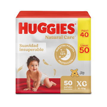 Pañal Huggies Natural Care Talla 4 XG Unisex Paquete x 52 und  