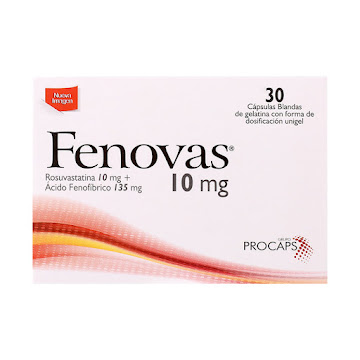 Fenovas Rosuvastatina + Ácido Fenofibrico 10mg/135 mg Procaps Caja x 30 Cápsulas  