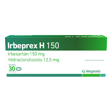 Irbeprex H Irbesartán + Hidroclorotiazida 150mg/12.5mg Garmisch Caja x 30 Tabletas  