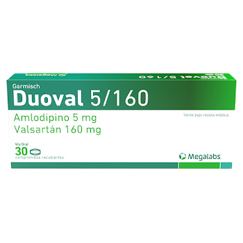 Duoval Amlodpipina + Valsartán 5mg/160mg Garmisch Caja x 30 Tabletas  