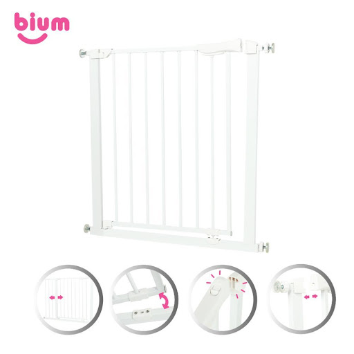Reja de Seguridad Multiusus BIUM Unidad x 1 Barrera de seguridad metálica, fácil de abrir con una sola mano. Incluye extensiones que permiten adecuarla a varios tipos de apertura.  Si la apertura es de hasta 86 cm no requiere extensiones, si la