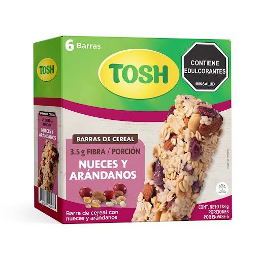 Barra De Cereal Tosh Con Trozos De Arándanos Y Nueces Caja x 6 und