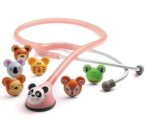 FONENDOSCOPIO PED ADC 618P GLOBA  x 1 Fonendoscopio pediátrico ADC Adscope 618, diseñado para ofrecer una auscultación precisa en pacientes infantiles. Cuenta con una pieza torácica de resina moldeada con diseño de animal intercambiable, 