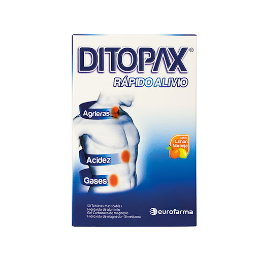 Hidróxido de Aluminio + Magnesio + Carbonato de Calcio Ditopax Eurofarma Caja x 50 Tabletas