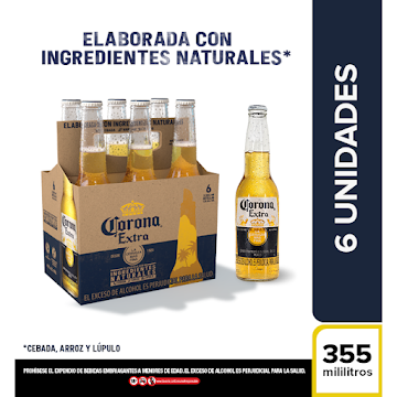 Cerveza Corona Nacional 355 ml x 6 und  