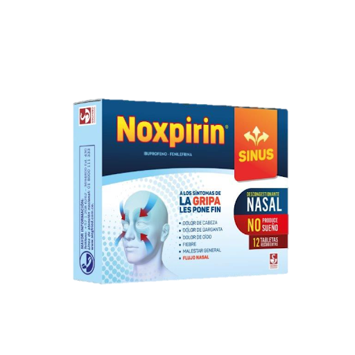 Noxpirin Sinus Ibuprofeno + Fenilefrina 200mg/20mg Siegfried Caja x 12 Tabletas