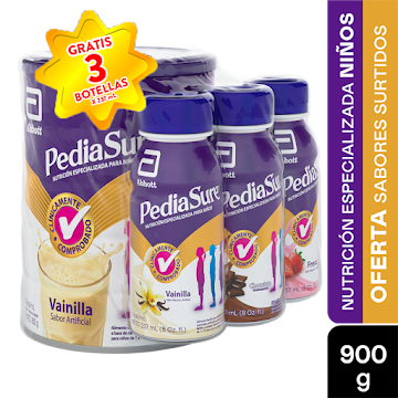 Pediasure Vainilla x 900 gr + Pediasure Fresa + Chocolate  