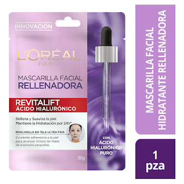 Mascarilla Facial L'Oreal Revitalif Hidratación Intensa Ácido Hialurónico x 1 und  