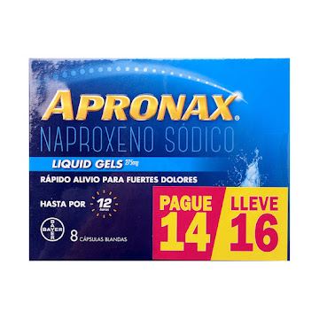 Apronax Naproxeno Sódico 275 mg Liquid Gel Caja x 16 Cápsulas  