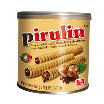 Barquillos Pirulin Rellenos De Chocolate Y Avellanas x 155 gr  