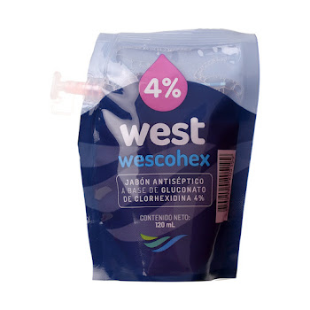 Jabón Antiséptico   Gluconato De Clorhexidina 4% West Bolsa x 120ml  