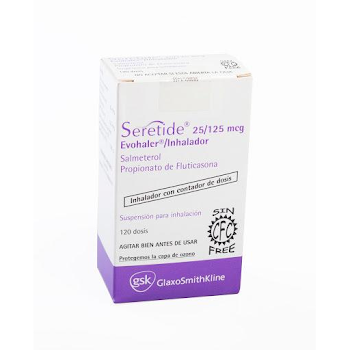 Seretide Salmeterol + Propionato de Fluticasona 25/125mcg GSK Inhalador x 120 Dosis  
