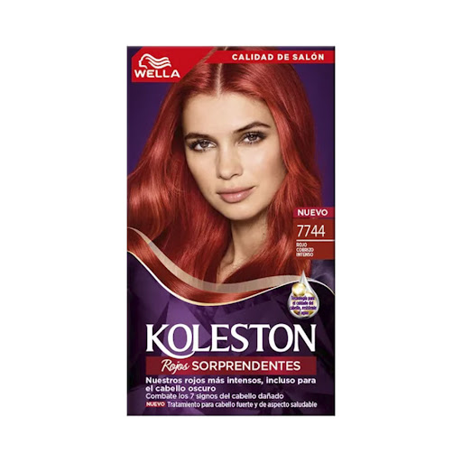 Kit Tinte Wella Koleston 7744 Rojo Cobrizo Intenso Caja x 70 ml