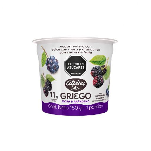 Yogurt Griego Mora-Arándano Vaso Alpina x 150 gr