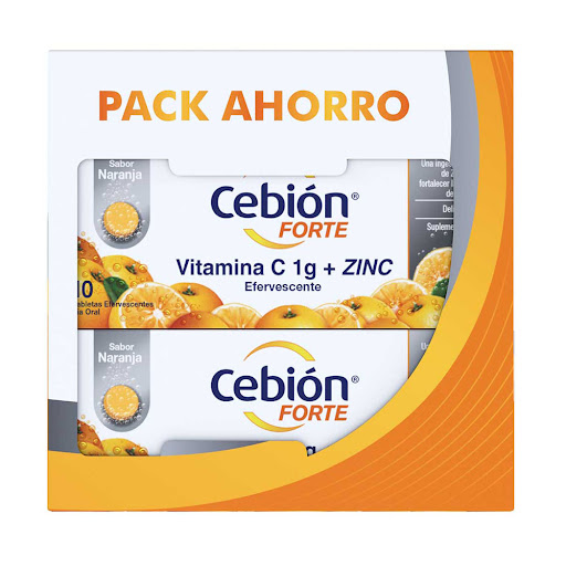 Cebión Forte Vitamina C + Zinc 1000mg/10mg P&G Duopack x 20 Tabletas Efervescentes